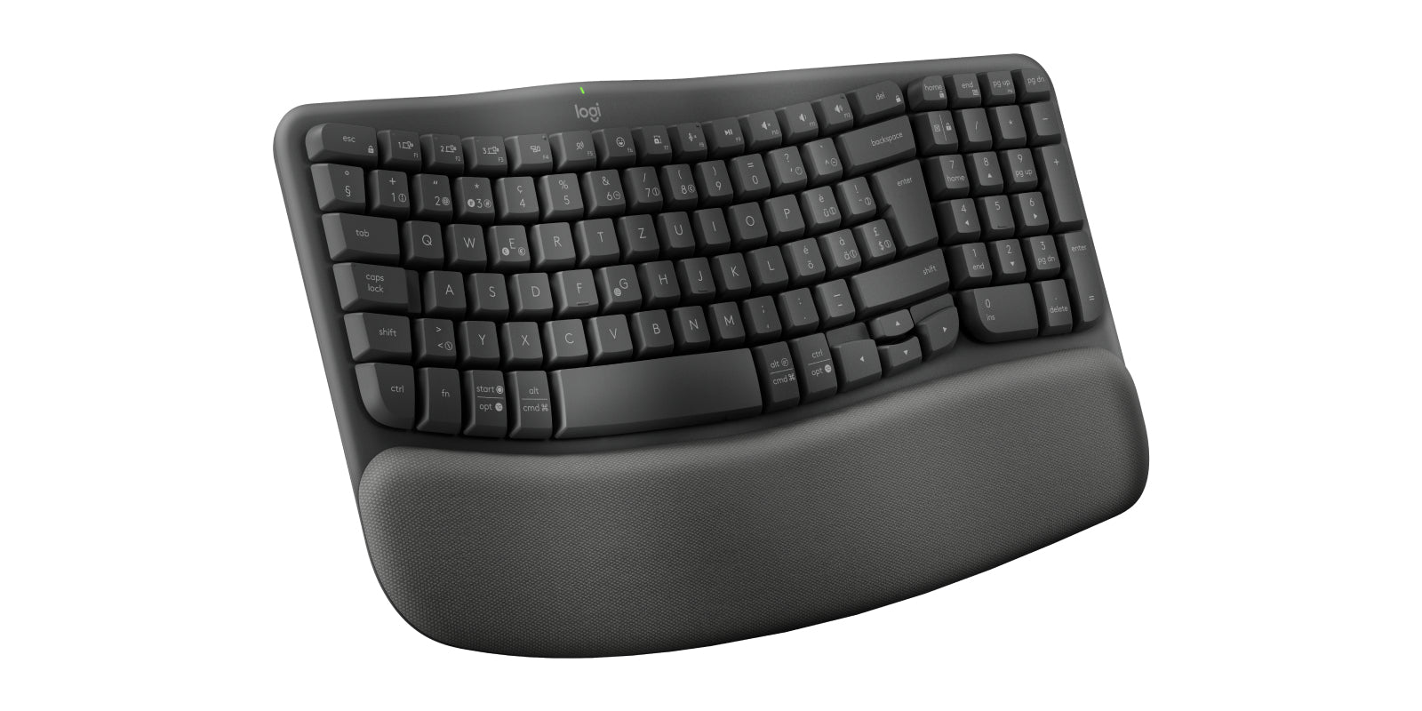 Logitech Wave Keys – Tastatur, kabellos (Bluetooth/2,4 GHz), CH-Layout (DE-CH), Grau