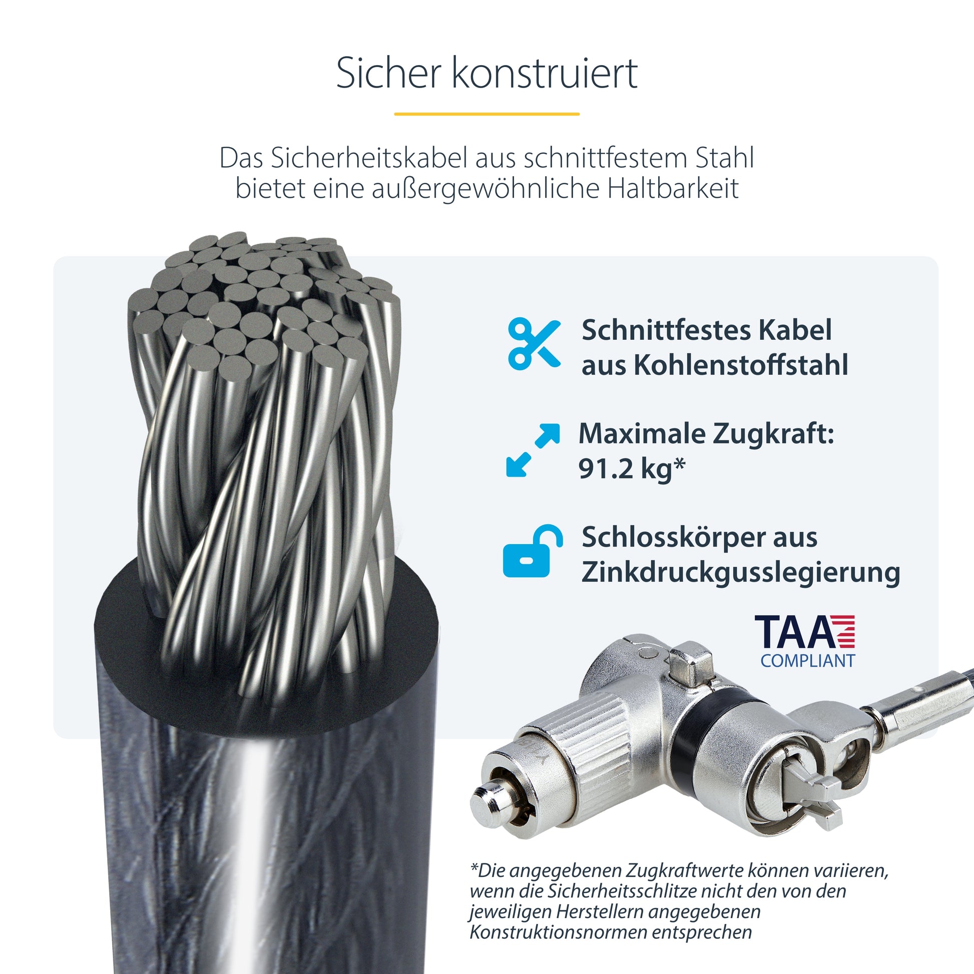 StarTech.com Kabelschloss, 25er Pack – für Notebook (Kensington/Nano/K-Slot) – 2 m, 2 Schlüssel