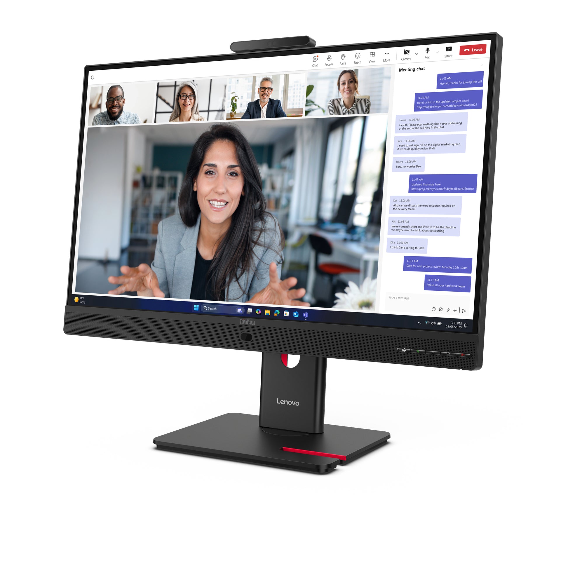 Lenovo T24-4v T244v (64B6MAT1EU) – 23,8", 1920 × 1080 (Full HD), IPS, 120 Hz, Webcam