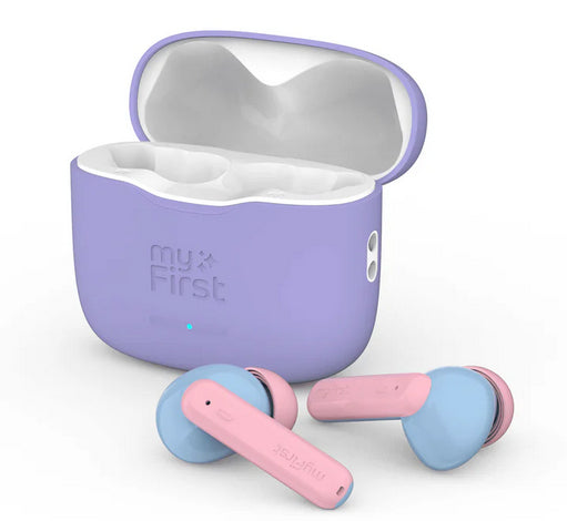 myFirst CareBuds Kinderkopfhörer – In-Ear, USB-C, IPX4, Blau/Pink/Violett/Weiss