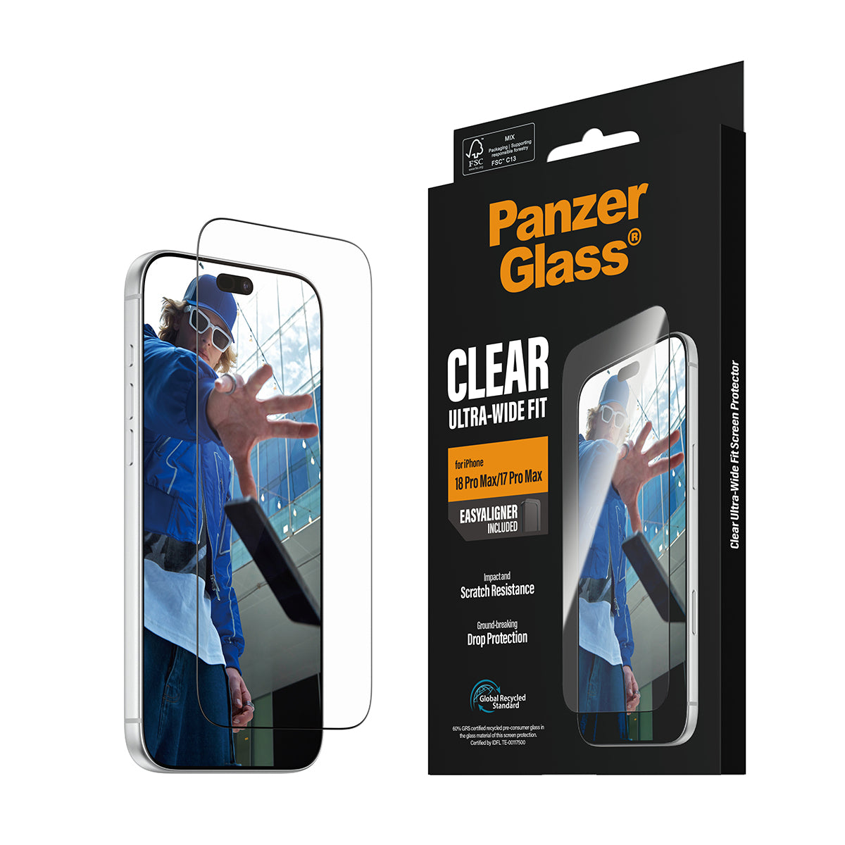 PanzerGlass Displayschutz (Folie), Ultra-Wide Fit – für iPhone 18 Pro Max/17 Pro Max – mit Applikator