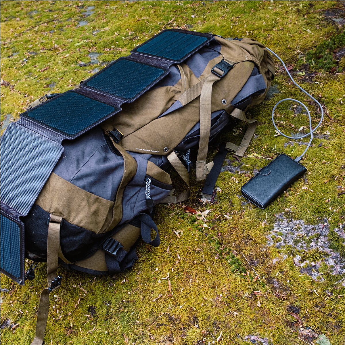 Aqiila Sunbird P21 Solarpanel-Ladegerät 20 W – USB-C×1, IP67, faltbar – für Camping – schwarz/gelb