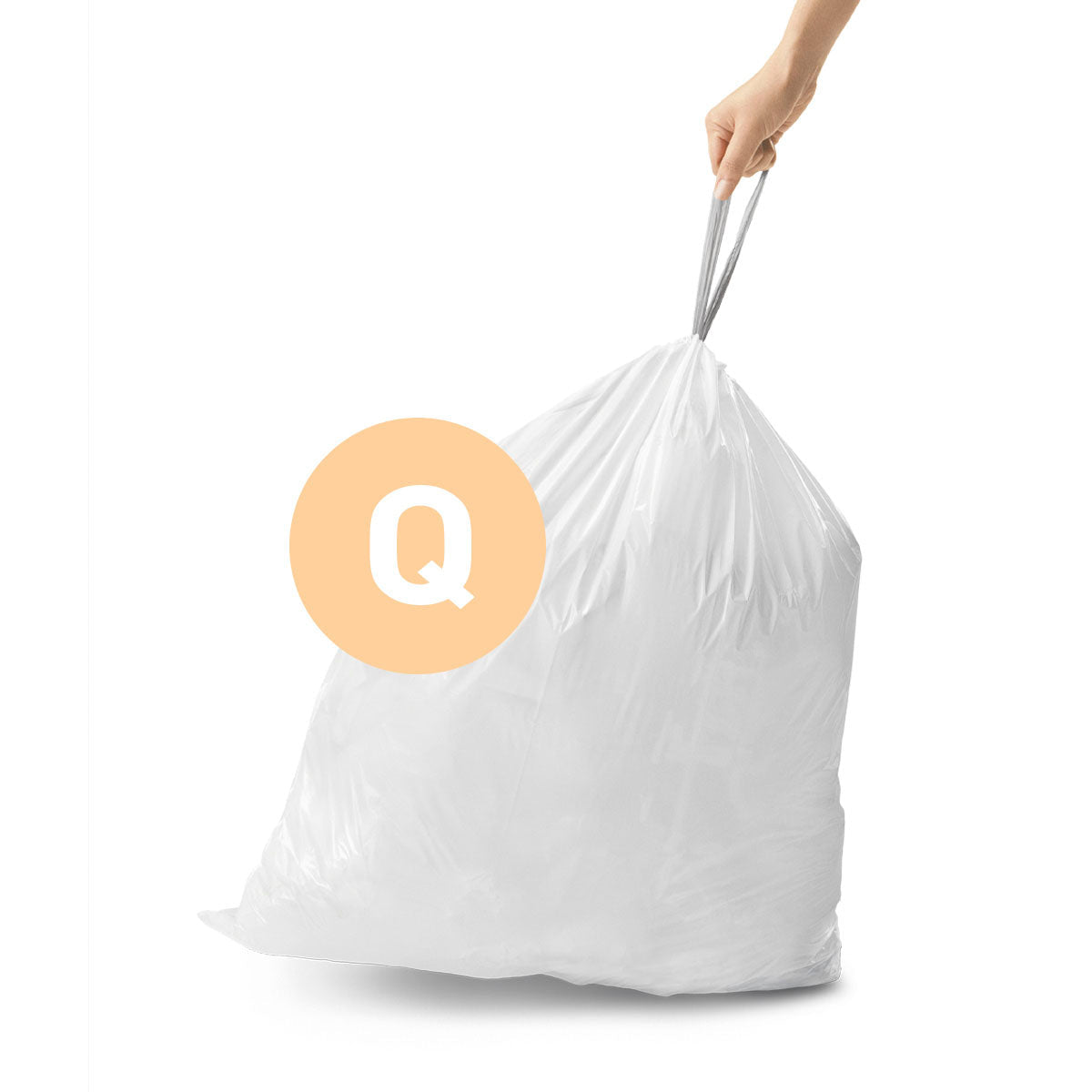 simplehuman Kehrichtsack CW0176CP für Code Q – 50 l, mit Zugband, PE, weiss, 828 × 637 mm, 100 Stk