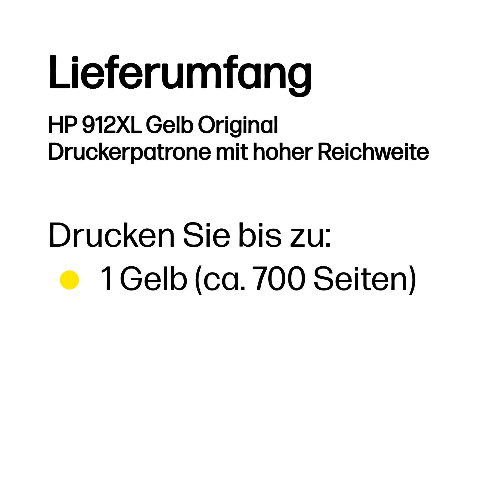 HP 912XL Gelbe Tintenpatrone (Original) – 700 Seiten – für OfficeJet 8010e, OfficeJet Pro 8020e …