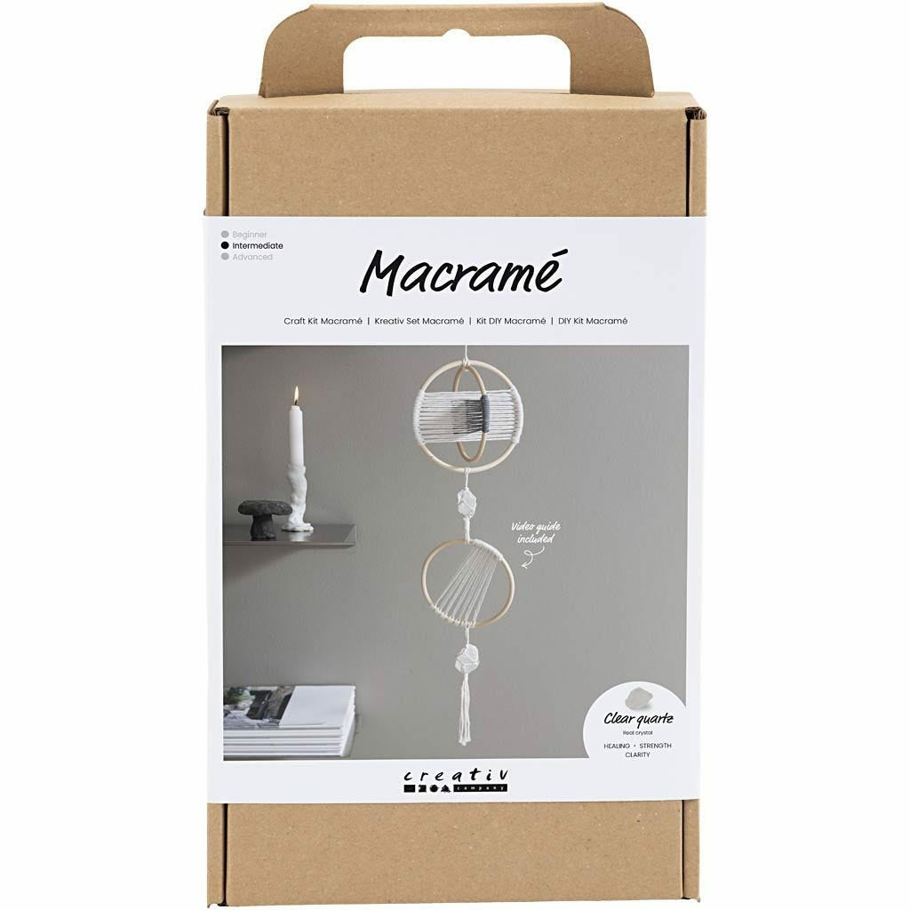 Creativ Company Makramee-Set – Mobile – mit Kordel, Bambusringen und Bergkristallen, inkl. Anleitung