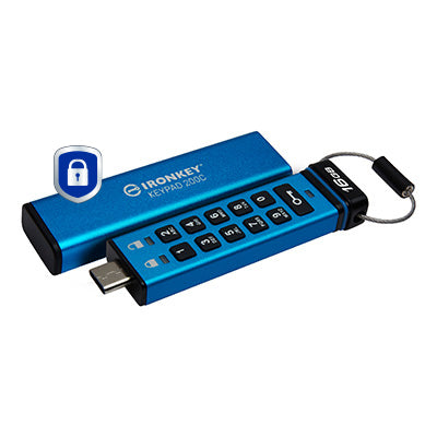 Kingston Technology Kingston IronKey 200C USB-Stick – 16 GB, USB-C, Tastatur; FIPS 140-3 Stufe 3 (ausstehend); AES-256
