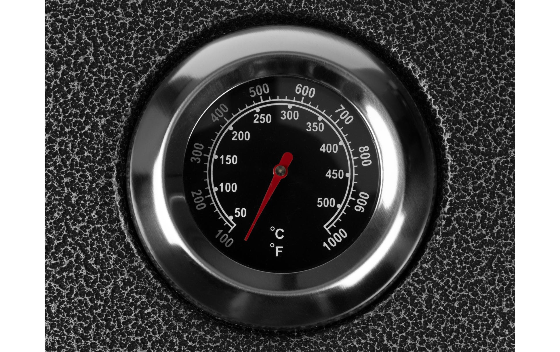 Struct Pizzabox – mit Thermometer und Pizzastein – 40 × 35 × 14 cm, Stahl (pulverbeschichtet), Schwarz