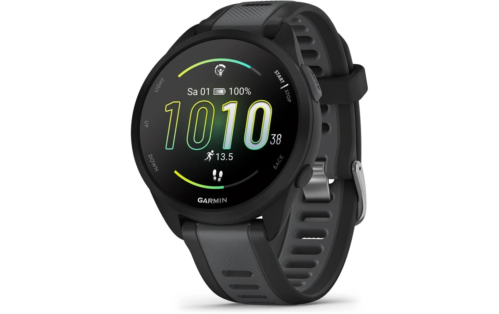 Garmin Forerunner 165 – GPS-Smartwatch – 43 mm, 1,2", WLAN, Schwarz, Sportarmband