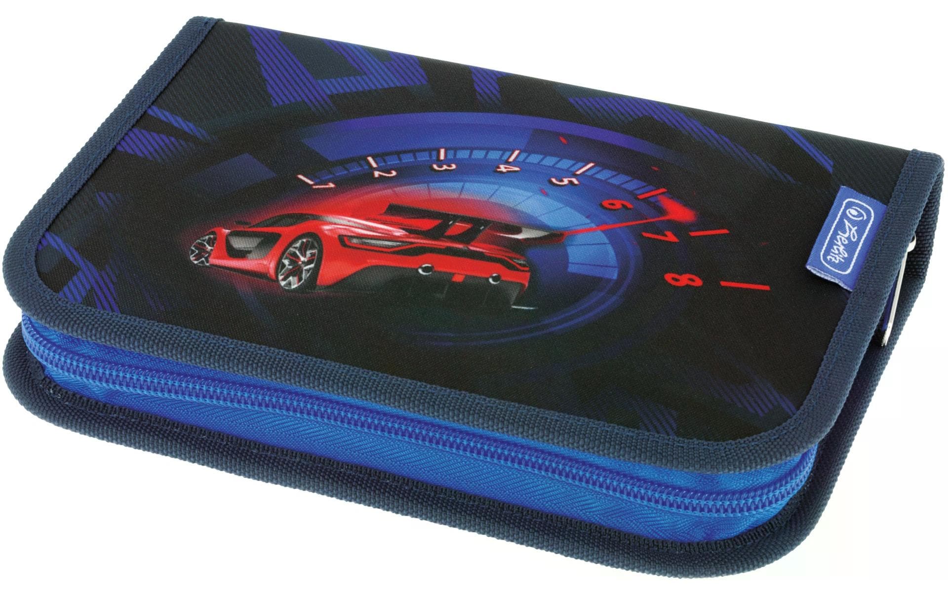 Herlitz High Speed – Schüleretui, gefüllt (31-teilig), schwarz, königsblau, Polyester, 20,5 × 3,8 × 14 cm