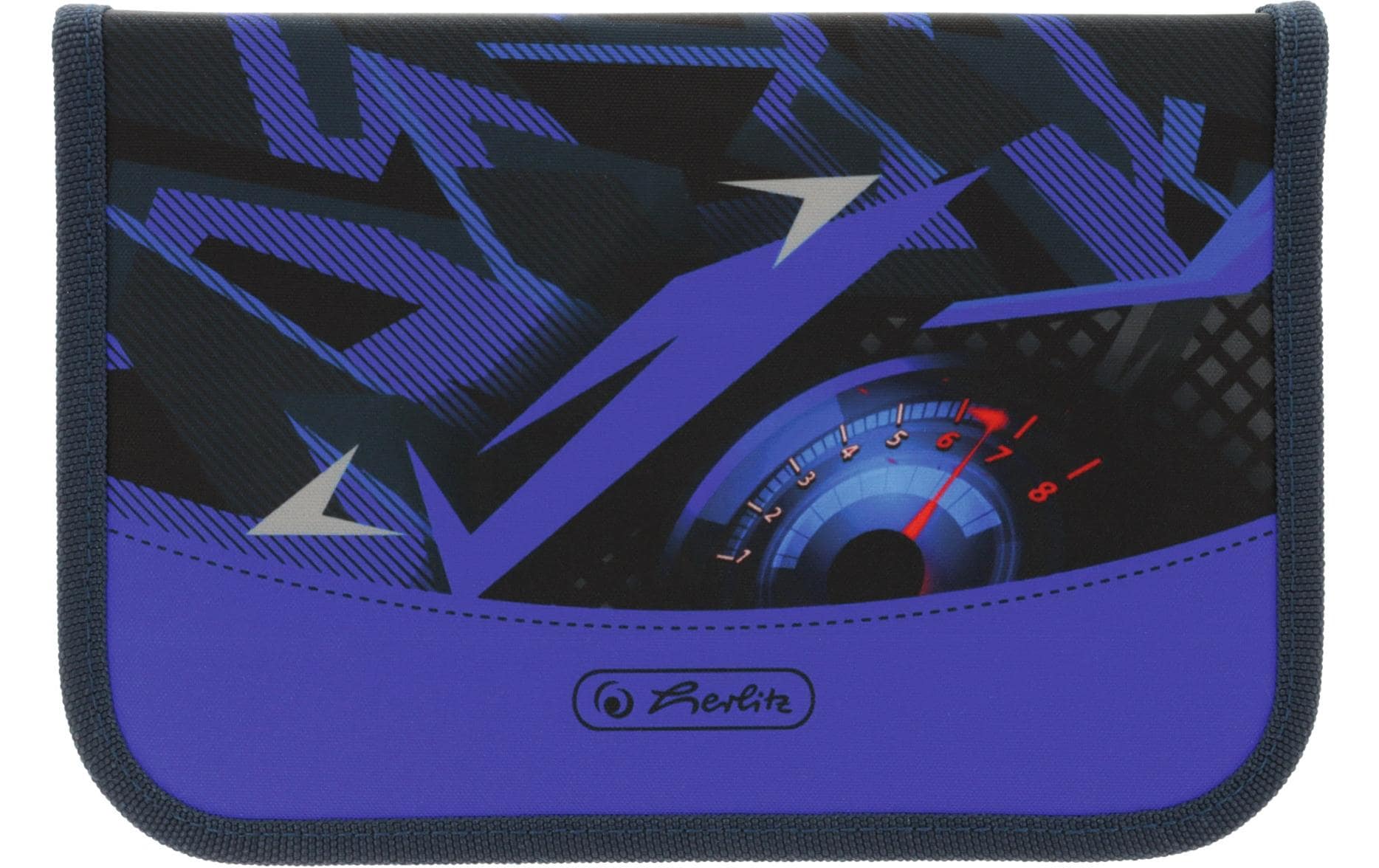 Herlitz High Speed – Schüleretui, gefüllt (31-teilig), schwarz, königsblau, Polyester, 20,5 × 3,8 × 14 cm