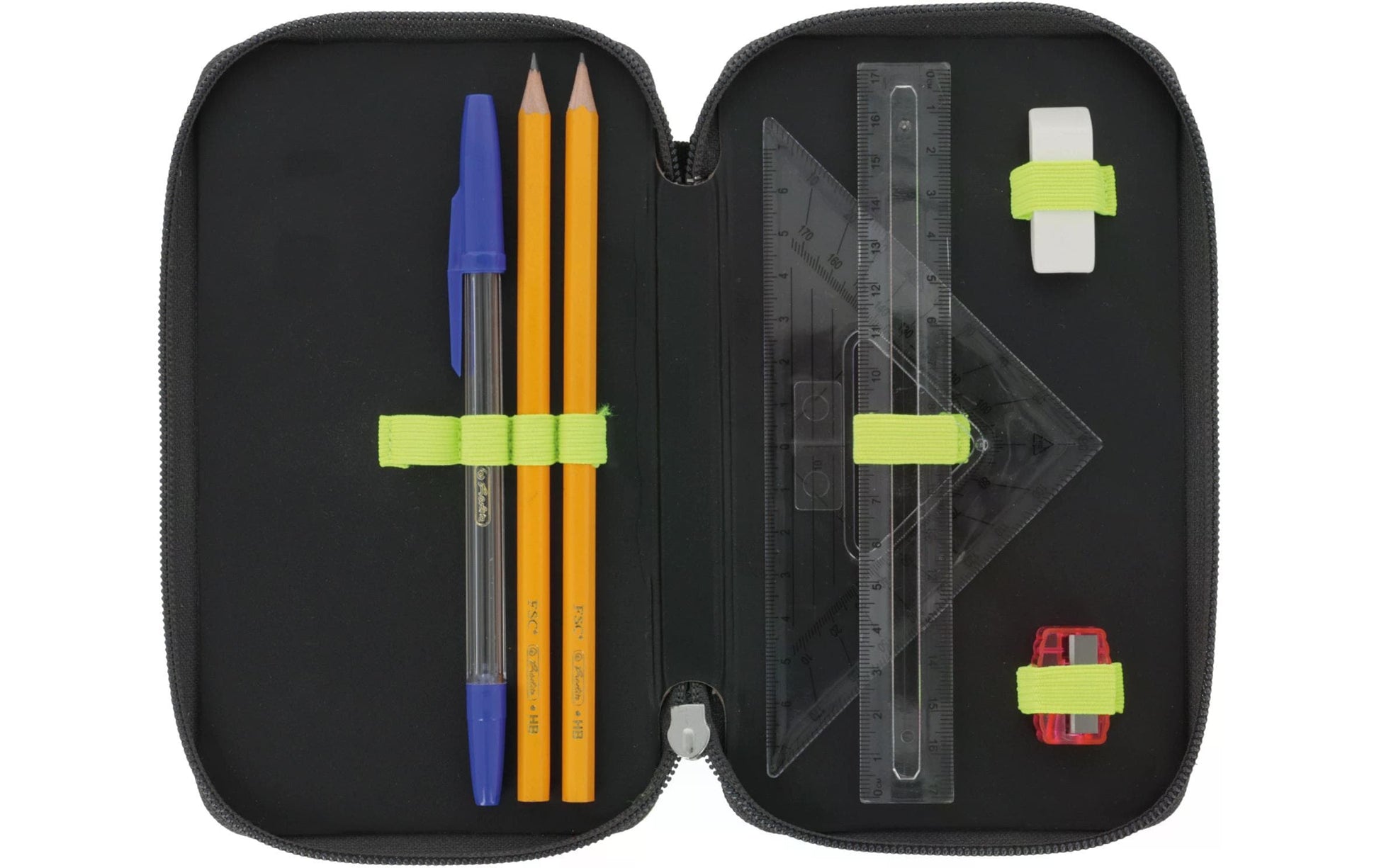 Herlitz Wild Life – Schüleretui, gefüllt (23-teilig), neongrün, Polyester, 19,3 × 5 × 11,5 cm