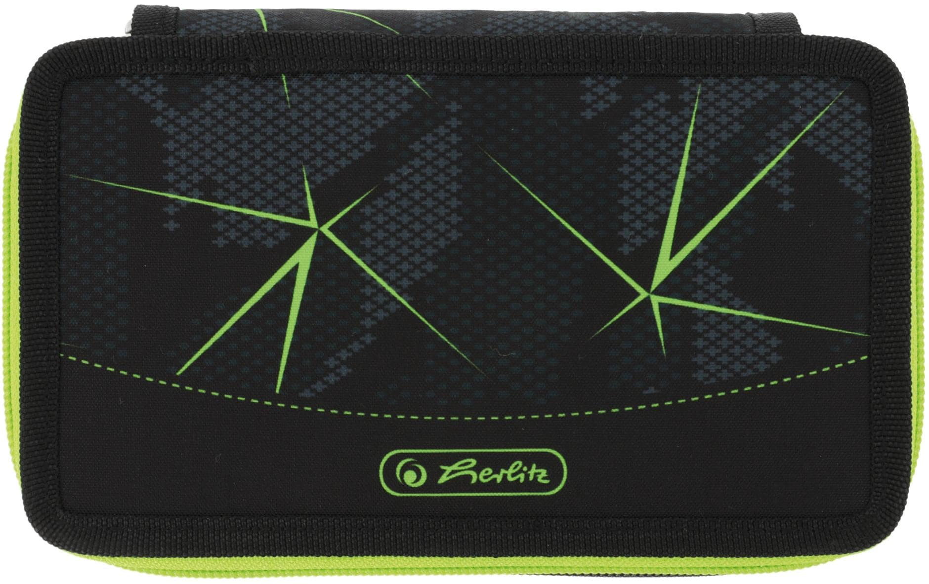 Herlitz Wild Life – Schüleretui, gefüllt (23-teilig), neongrün, Polyester, 19,3 × 5 × 11,5 cm