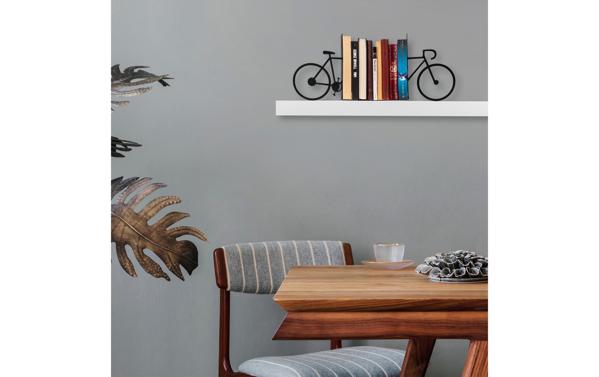 Wallxpert Buchstützen – 1 Stück, Metall, schwarz, 440 × 230 × 140 mm