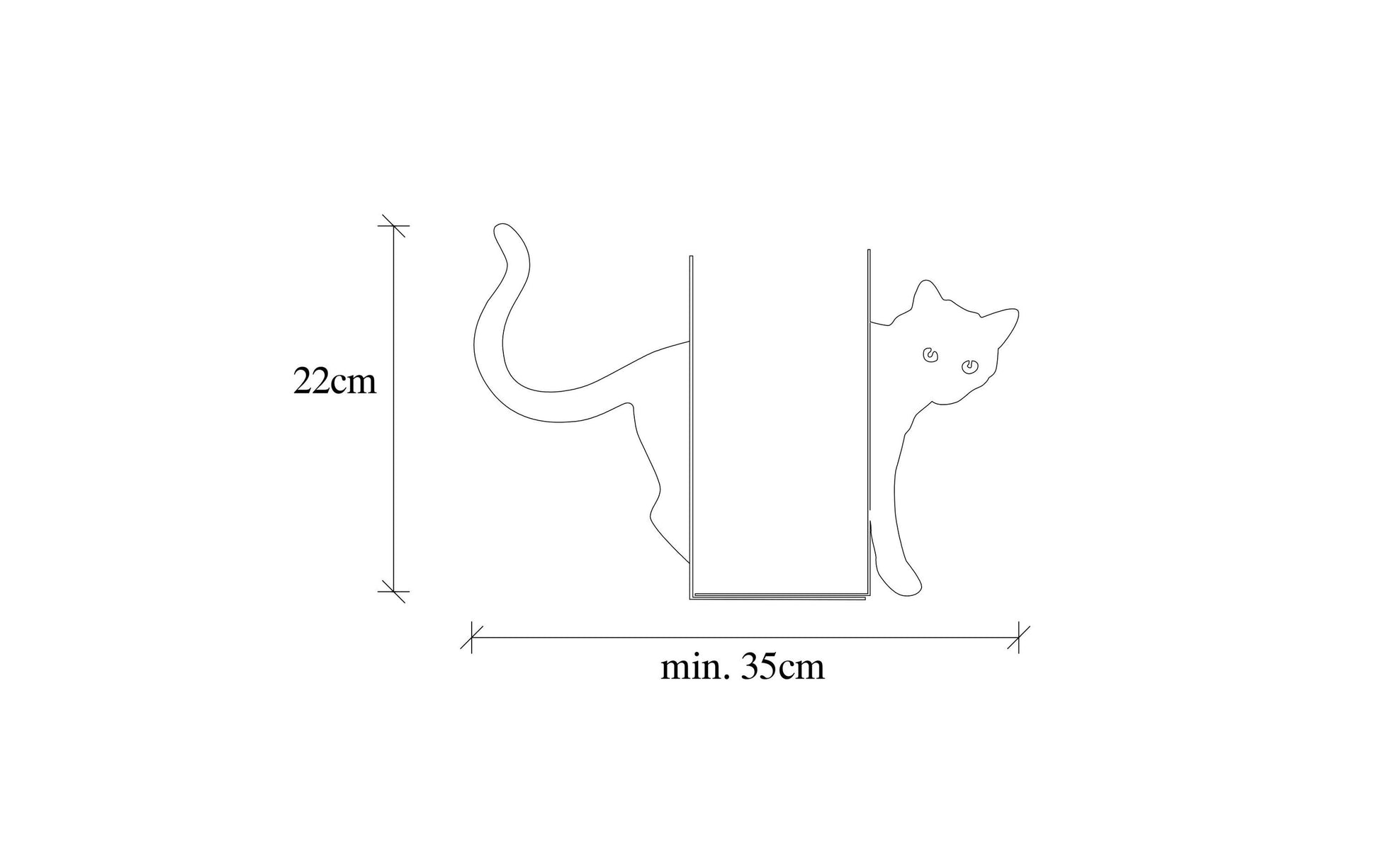 Wallxpert Katze Buchstützen – schwarz, Metall, B 350 × H 220 × T 140 mm