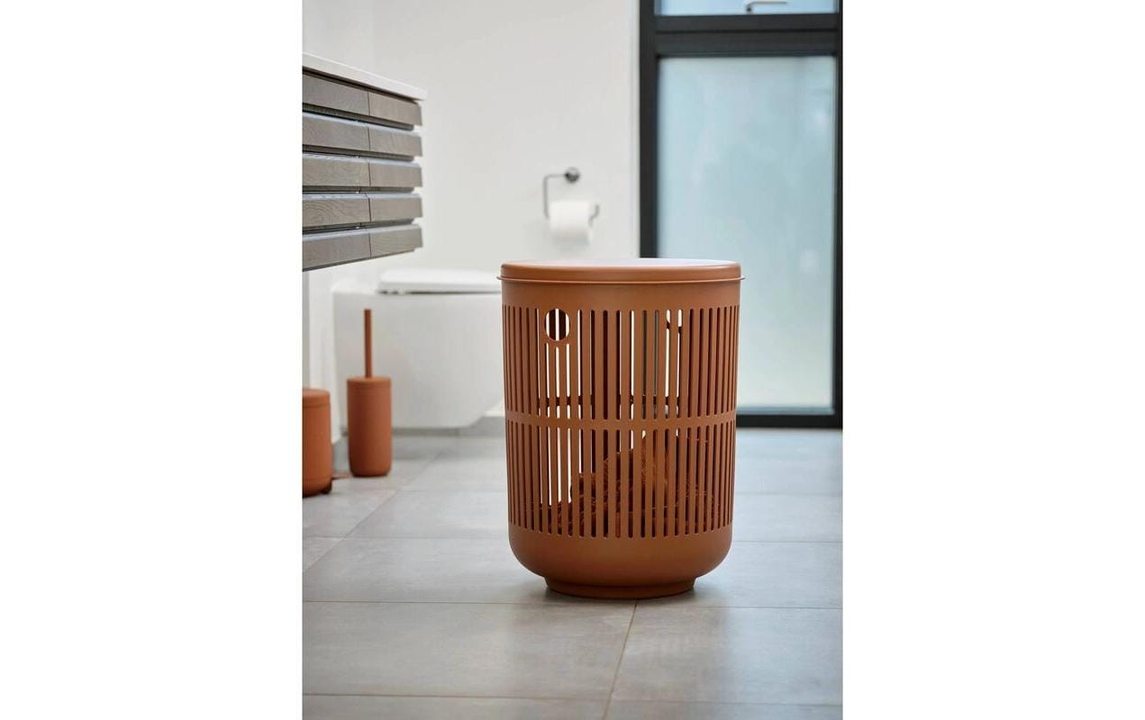 Zone Denmark UME – WC-Bürstenset – Keramik, Terrakotta, mit Deckel, H 38,7 cm, Ø 10 cm