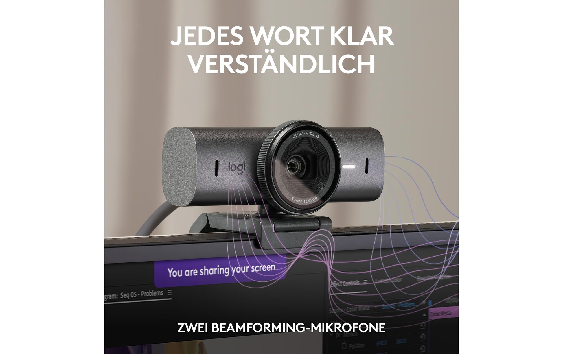 Logitech Brio Webcam – 4K Ultra HD, 30 fps, Autofokus, USB-C, Sichtschutz – Graphit