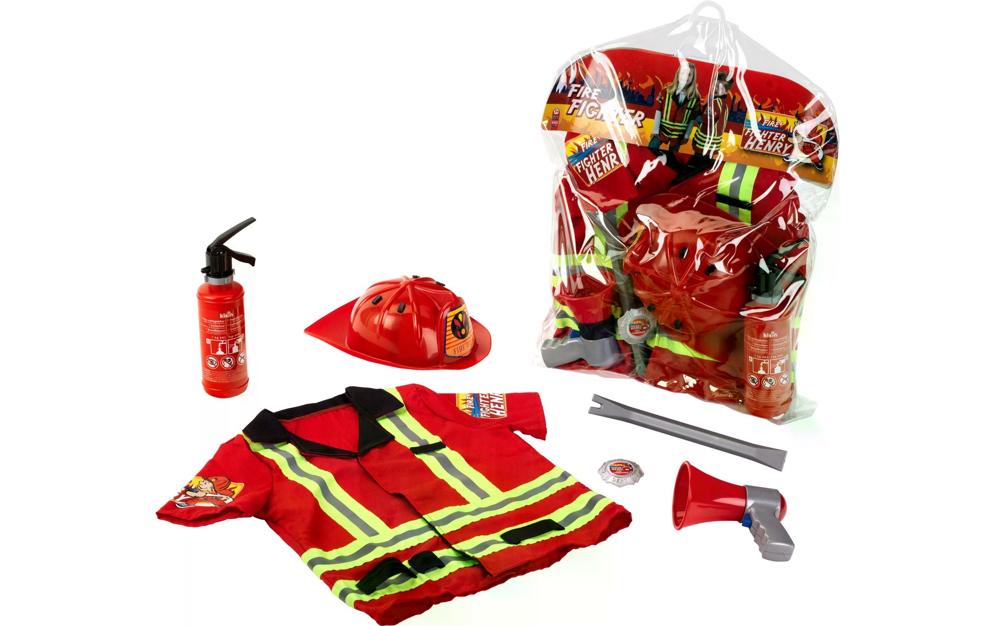 Theo Klein Feuerwehrkostüm – Einheitsgrösse, 53,0 cm Breite – ab 3 Jahren – Textil, Kunststoff – Rot
