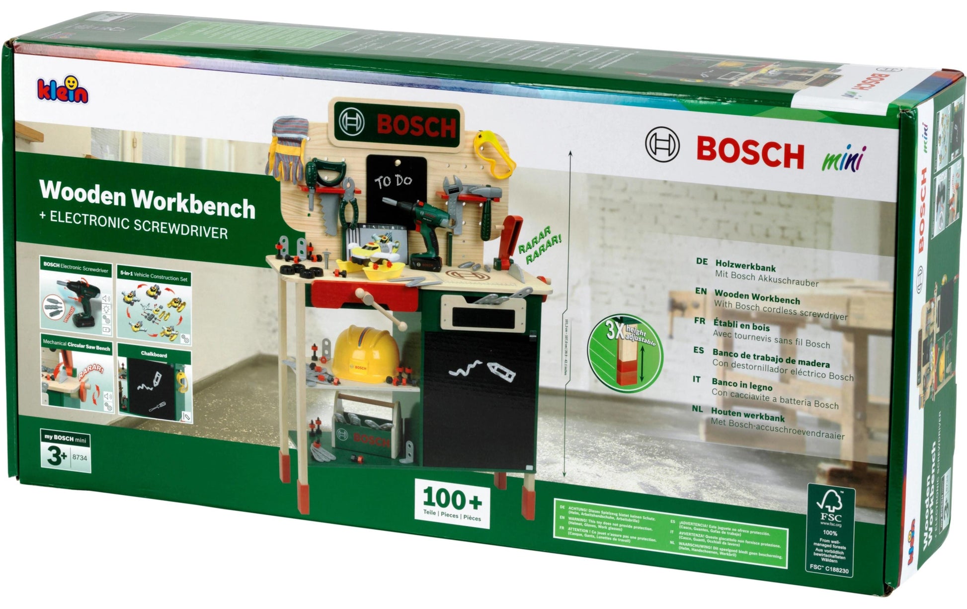 Theo Klein Bosch Werkbank – 75 × 107 × 30 cm – ab 3 Jahren – Kunststoff, Holz – Mehrfarbig
