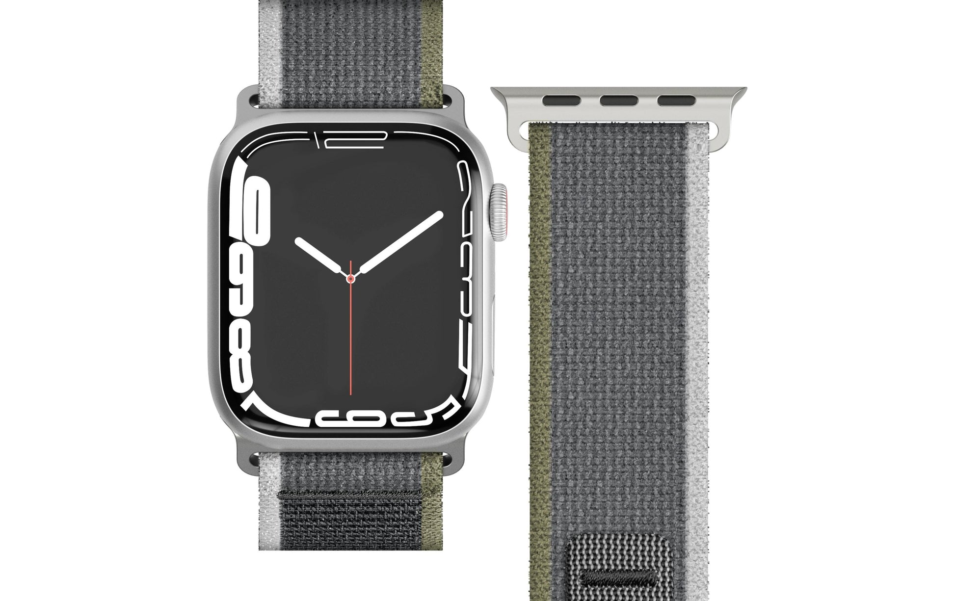 Vonmählen Trekking Case 1 – Armband – für Apple Watch 38 mm, 40 mm, 41 mm, Grün/Grau, Nylon