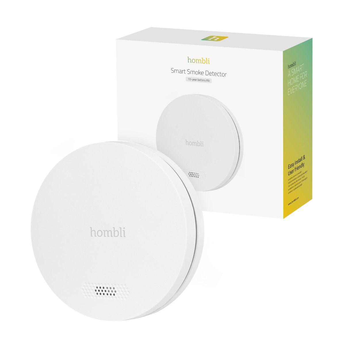 Hombli HBSA-0109 – Funk-Rauchmelder, fotoelektrisch, 10-Jahres-Batterie, 85 dB – Weiss, für Google Assistant