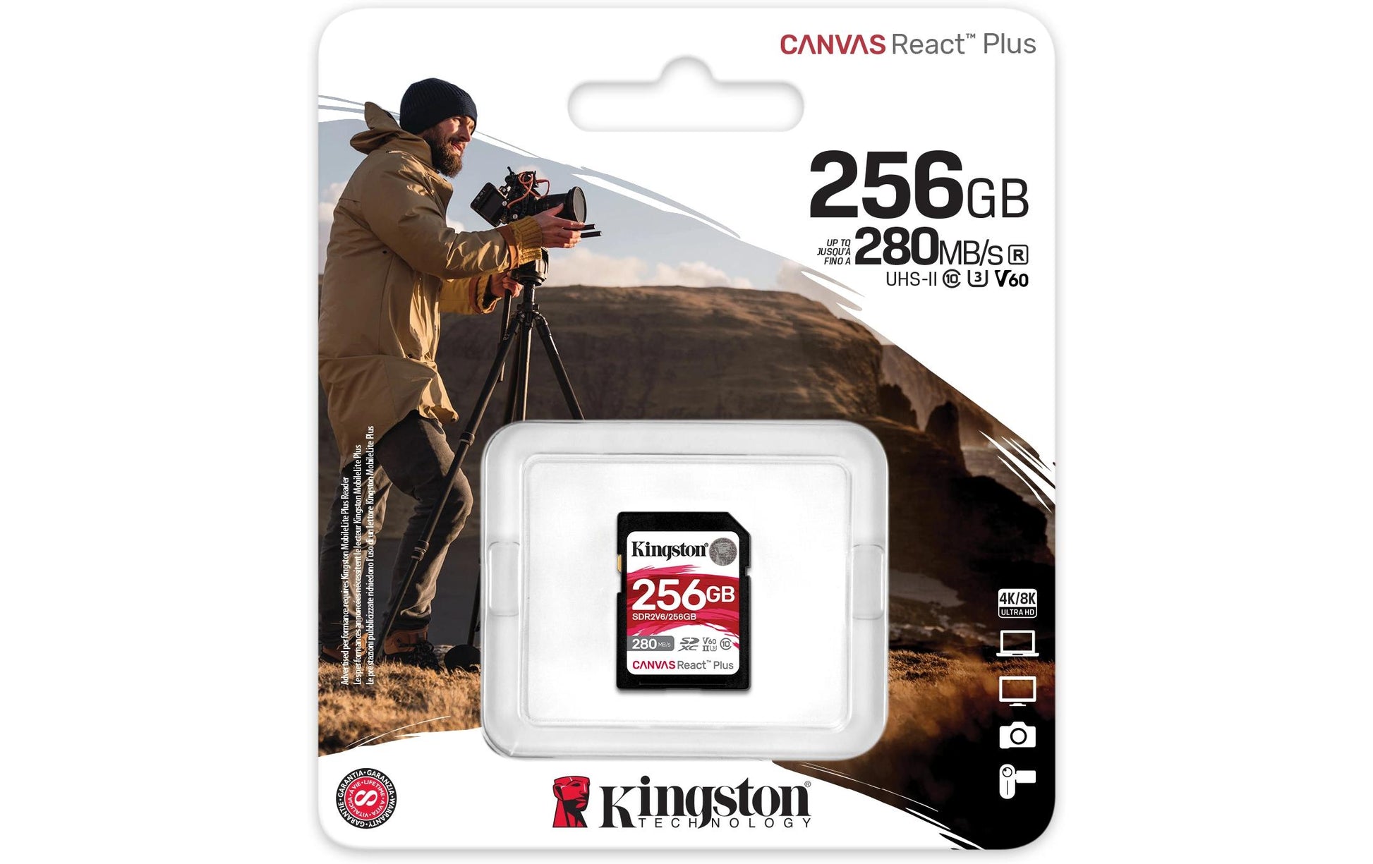 Kingston Technology Kingston Canvas React Plus Allgemeines Speichergerät – 256 GB, SDXC UHS-II, U3 V60 280/150 MB/s