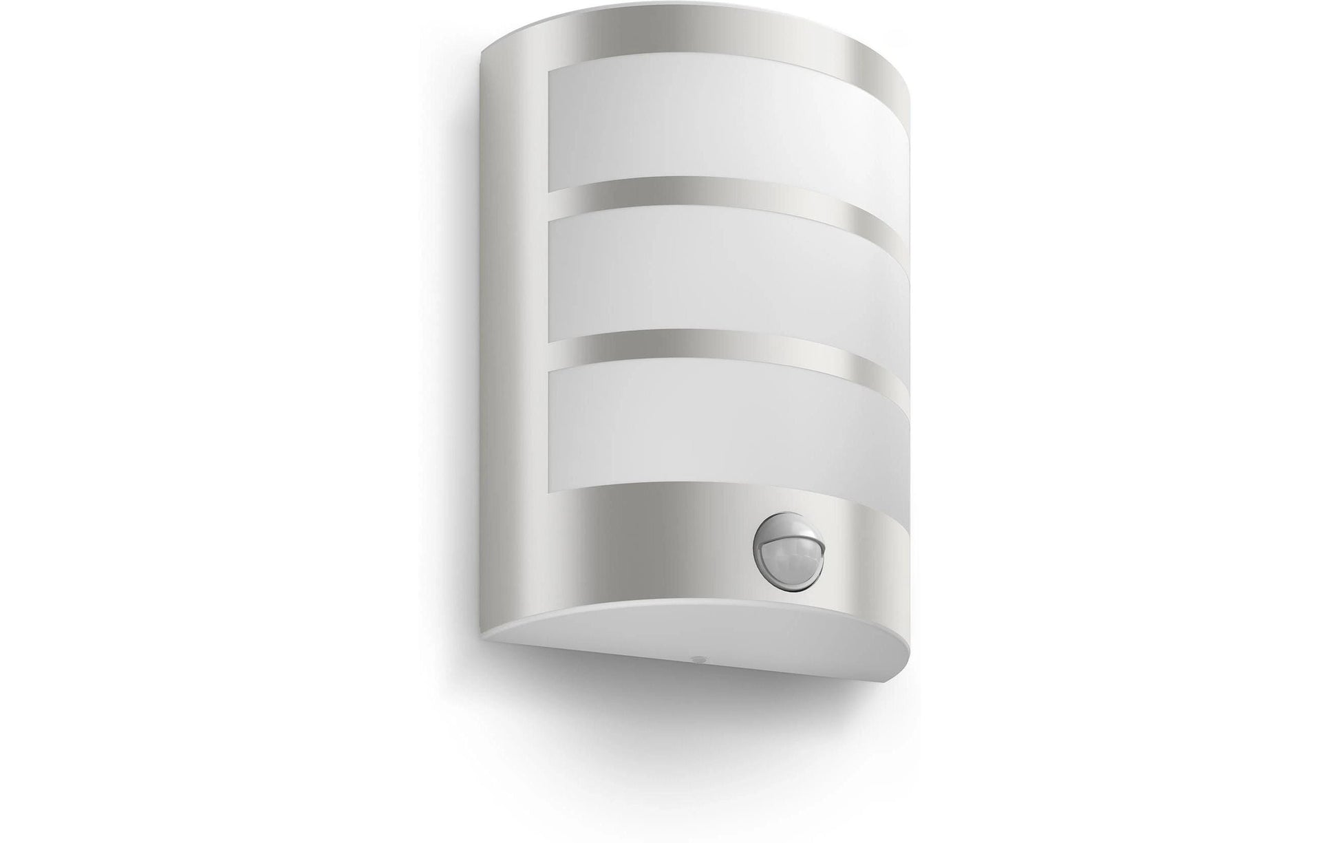 Philips by Signify Philips Aussenwandleuchte – Warmweiss, 2700 K – IP44 – Netzbetrieb – mit Bewegungsmelder – Silber, Edelstahl