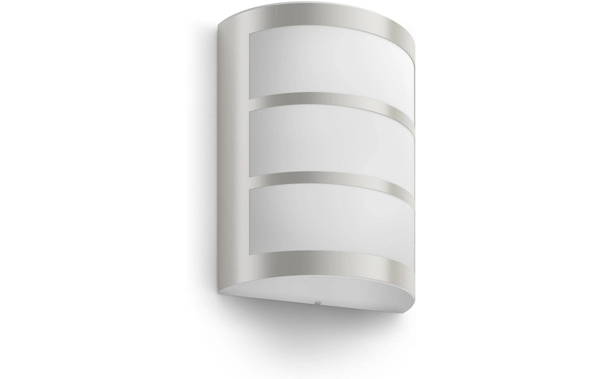 Philips by Signify Philips Aussenwandleuchte – 800 lm, 3,8 W – Warmweiss, 2700 K – IP44 – Netzbetrieb – Silber, Edelstahl