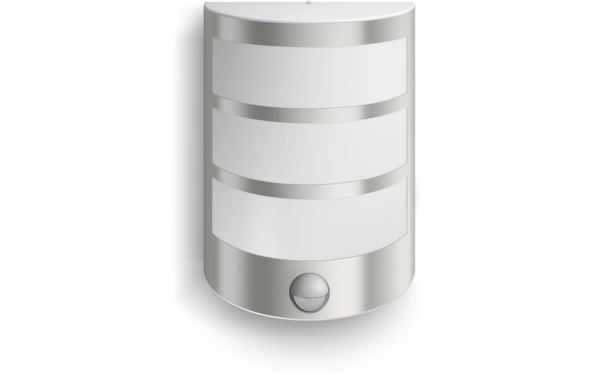 Philips by Signify Philips Aussenwandleuchte – Warmweiss, 2700 K – IP44 – Netzbetrieb – mit Bewegungsmelder – Silber, Edelstahl