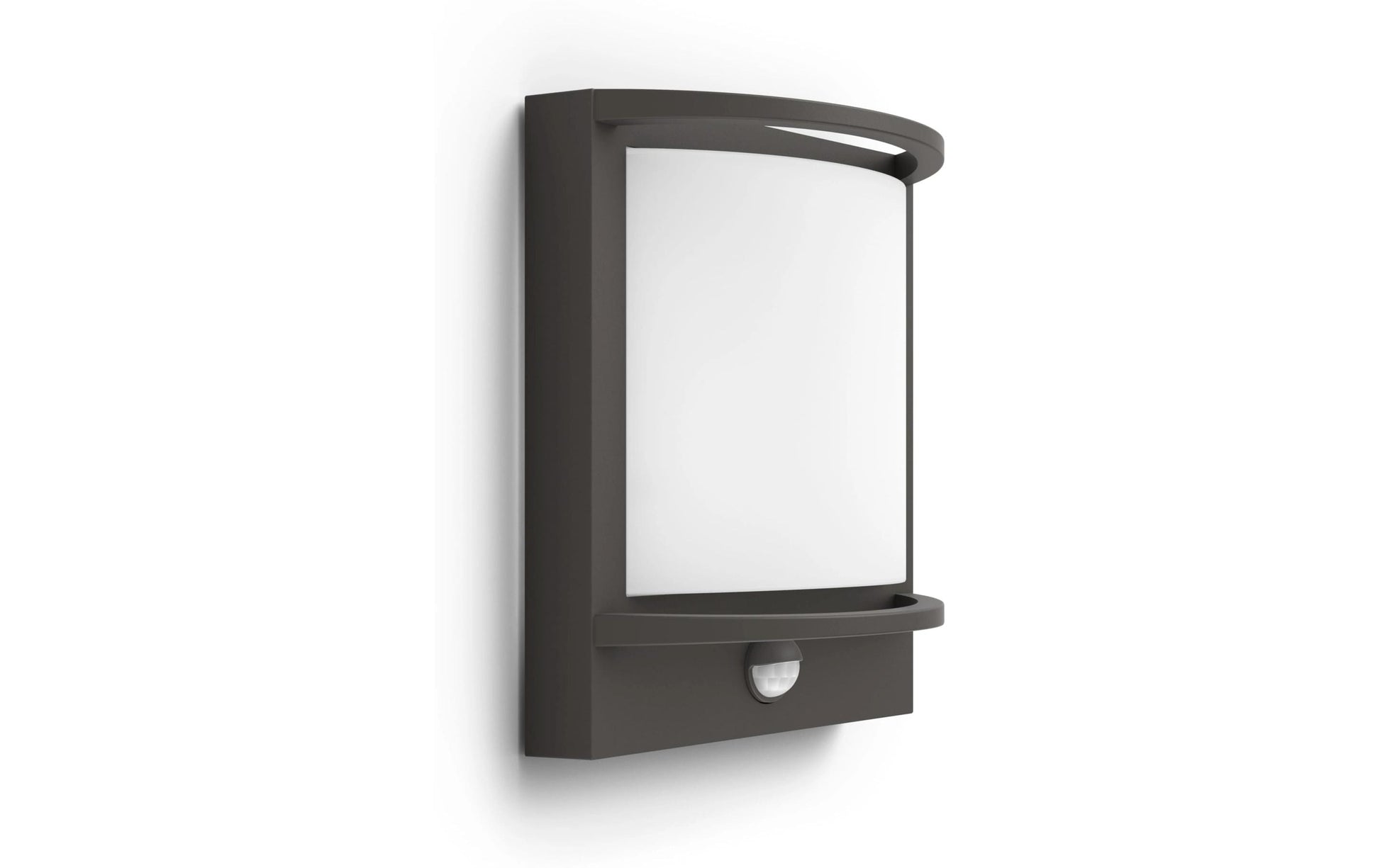 Philips by Signify Philips Aussenwandleuchte – Warmweiss, 2700 K, IP44, Netzbetrieb, mit Bewegungsmelder, Anthrazit, Aluminium