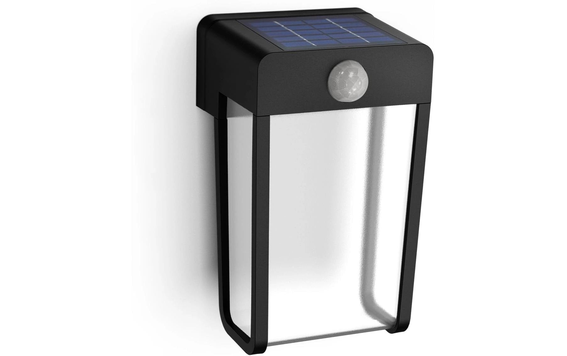 Philips by Signify Philips Aussenwandleuchte – 2700 K – IP44 – Solarbetrieb – mit Bewegungsmelder – Schwarz – Kunststoff