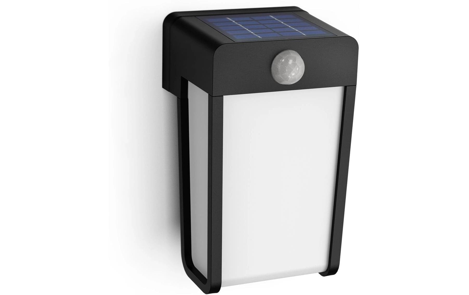 Philips by Signify Philips Aussenwandleuchte – Warmweiss, 2700 K, IP44, Solarbetrieb, mit Bewegungsmelder, Schwarz, Kunststoff