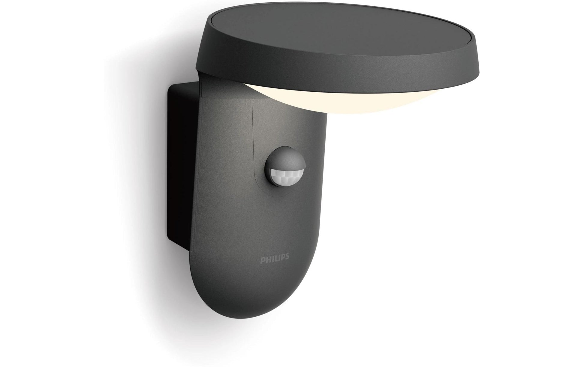 Philips by Signify Philips Aussenwandleuchte – Warmweiss, 2700 K – IP44 – Netzbetrieb – mit Bewegungsmelder – Schwarz – Aluminium