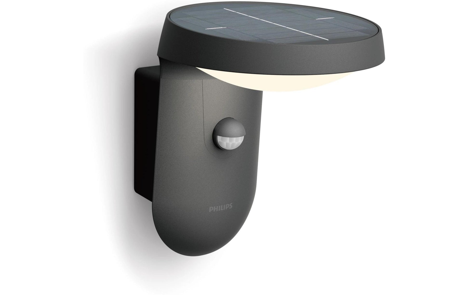 Philips by Signify Philips Aussenwandleuchte – Warmweiss, 3000 K – IP44 – Solarbetrieb – Dämmerungssensor – Anthrazit, Aluminium
