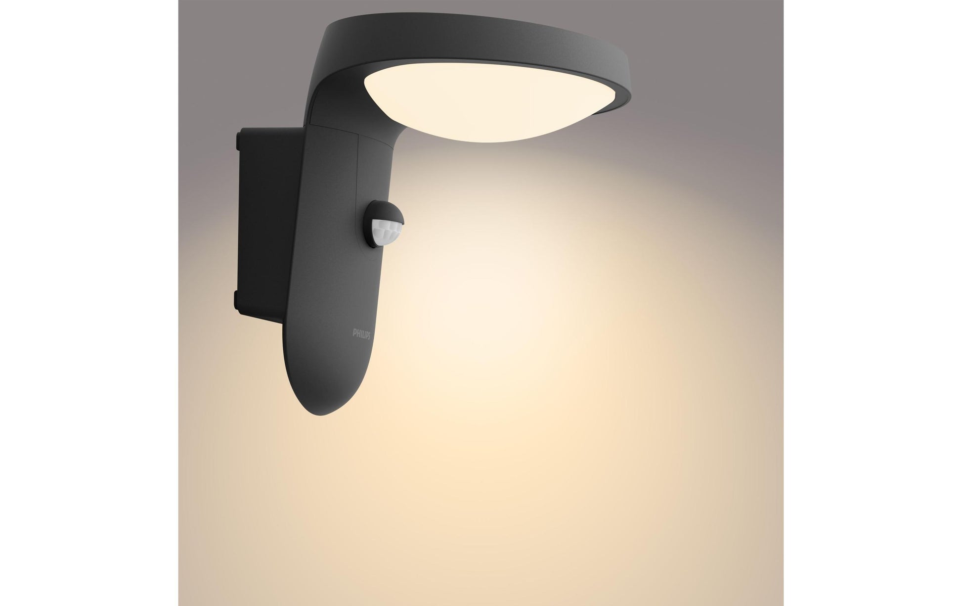 Philips by Signify Philips Aussenwandleuchte – Warmweiss, 3000 K – IP44 – Solarbetrieb – Dämmerungssensor – Anthrazit, Aluminium