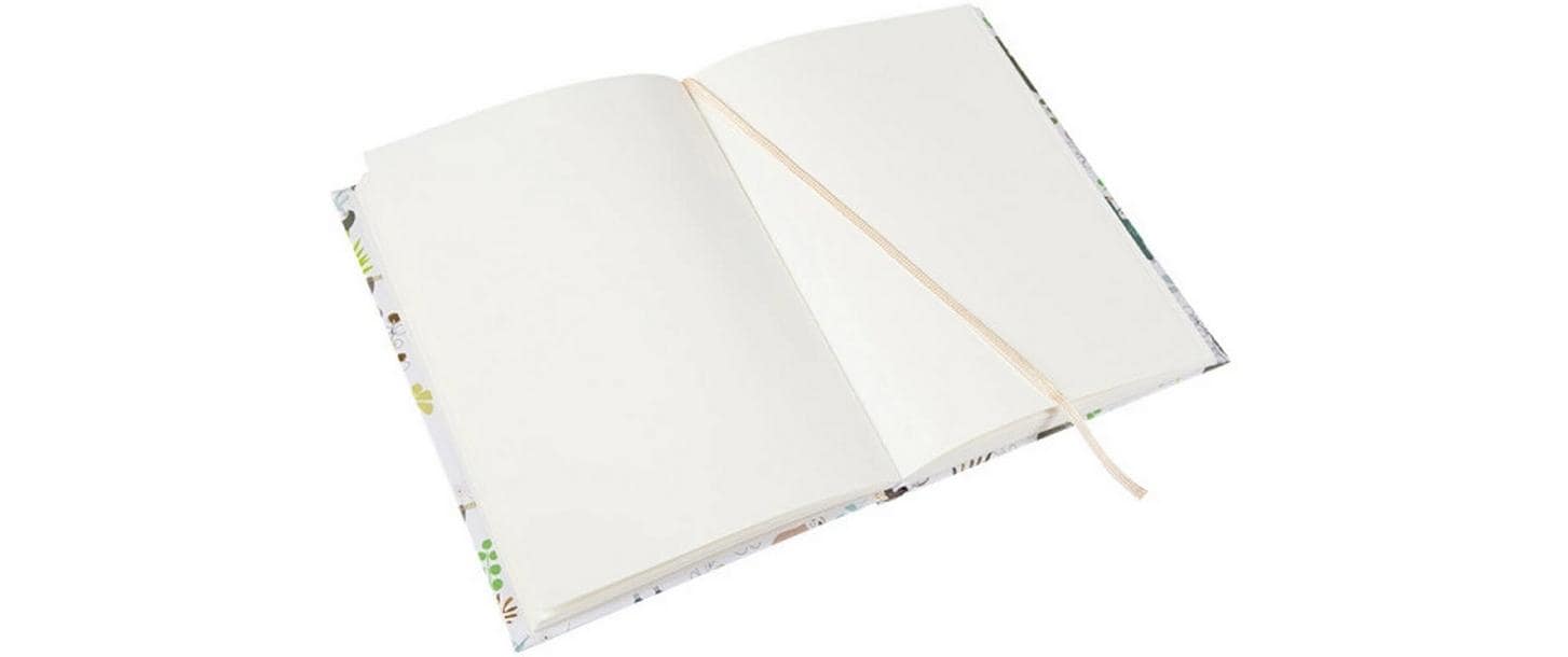 Goldbuch Notizbuch – A5 – blanko – 200 Seiten – 100 g/m² – Hardcover, Lesezeichen, Faultier-Motiv, mehrfarbig