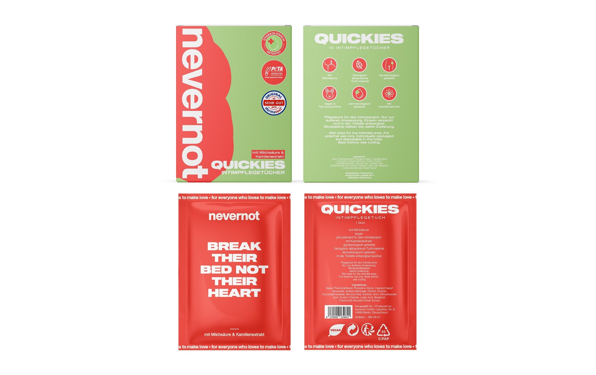 Nevernot Feuchttücher – Intim – 7 Stk