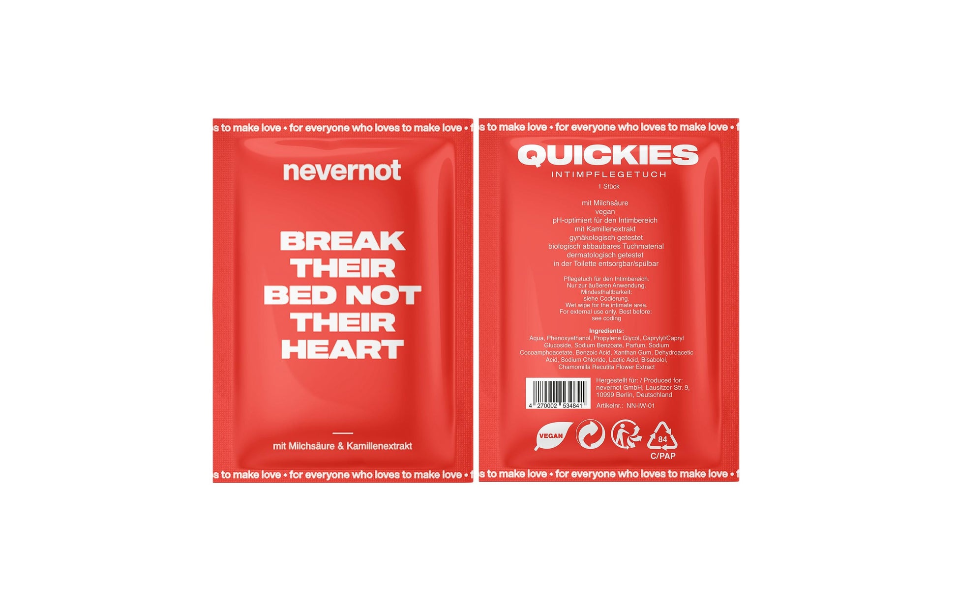Nevernot Feuchttücher – Intim – 7 Stk