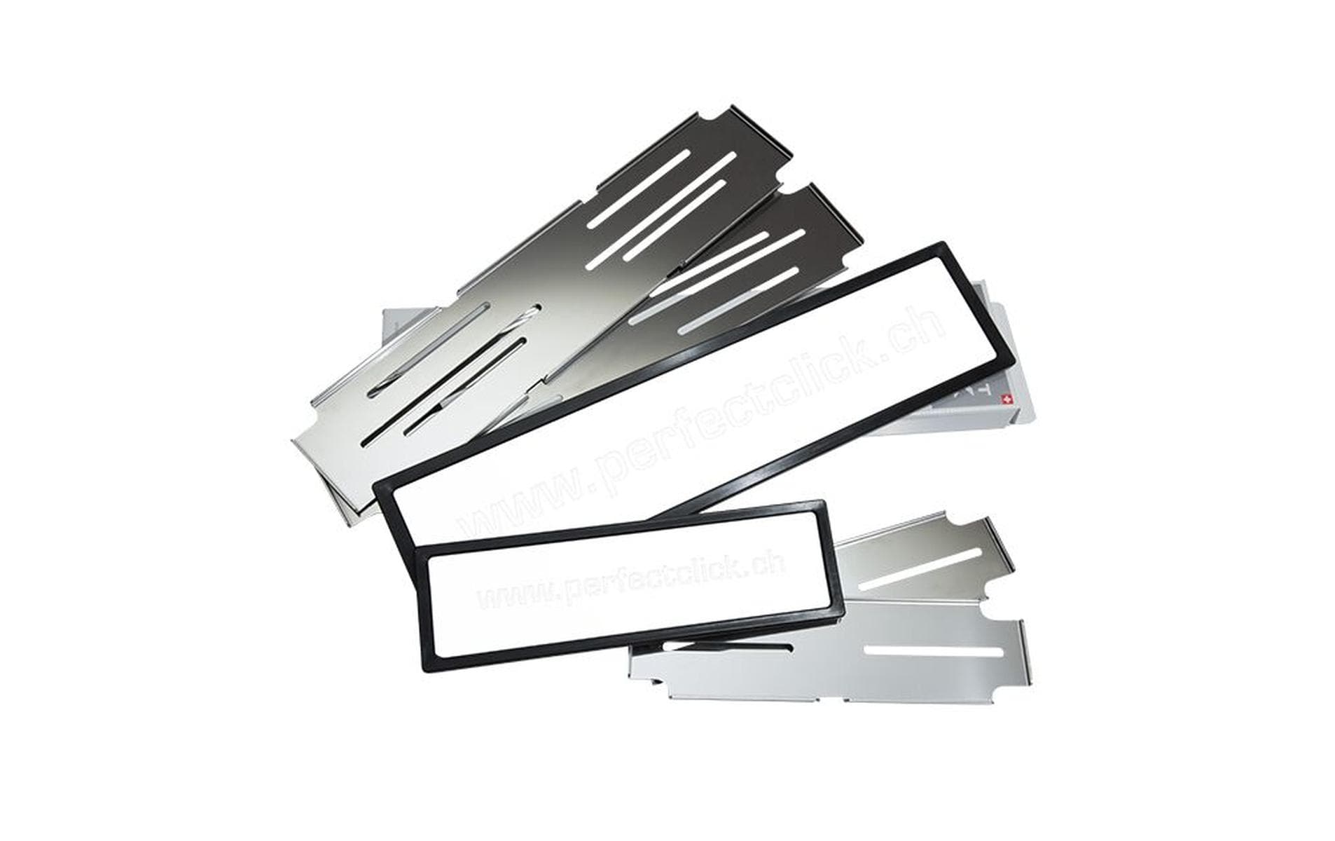 Perfect Click Nummernrahmen – für Kennzeichen – 30 × 8 cm, 50 × 11 cm – Aluminium & Kunststoff, Schwarz