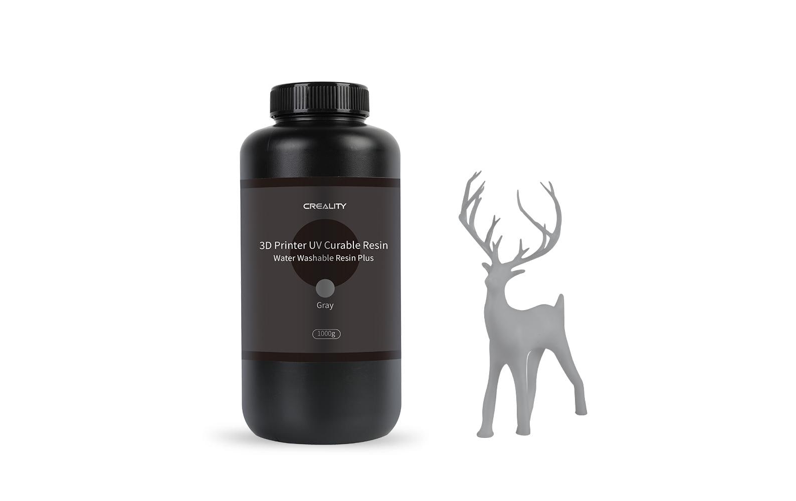 Creality 3D Wasserwaschbares Druckerharz, Grau, Matt, 1 kg – für LCD-3D-Drucker