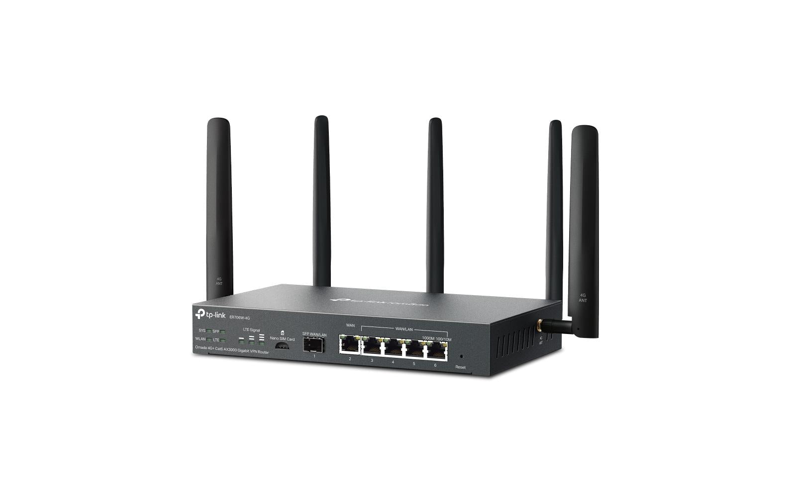 TP-Link ER706W-4G – WLAN-Router – Wi-Fi 6 Dual-Band (2,4/5 GHz), 2,4 Gbit/s, GbE
