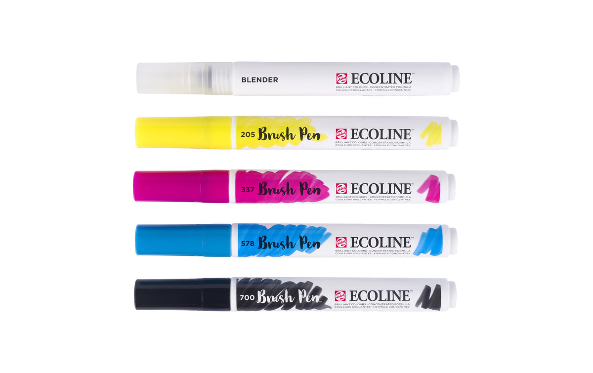 Talens Ecoline Brush Pen – Pinselspitze, wasserbasiert, 5 Farben