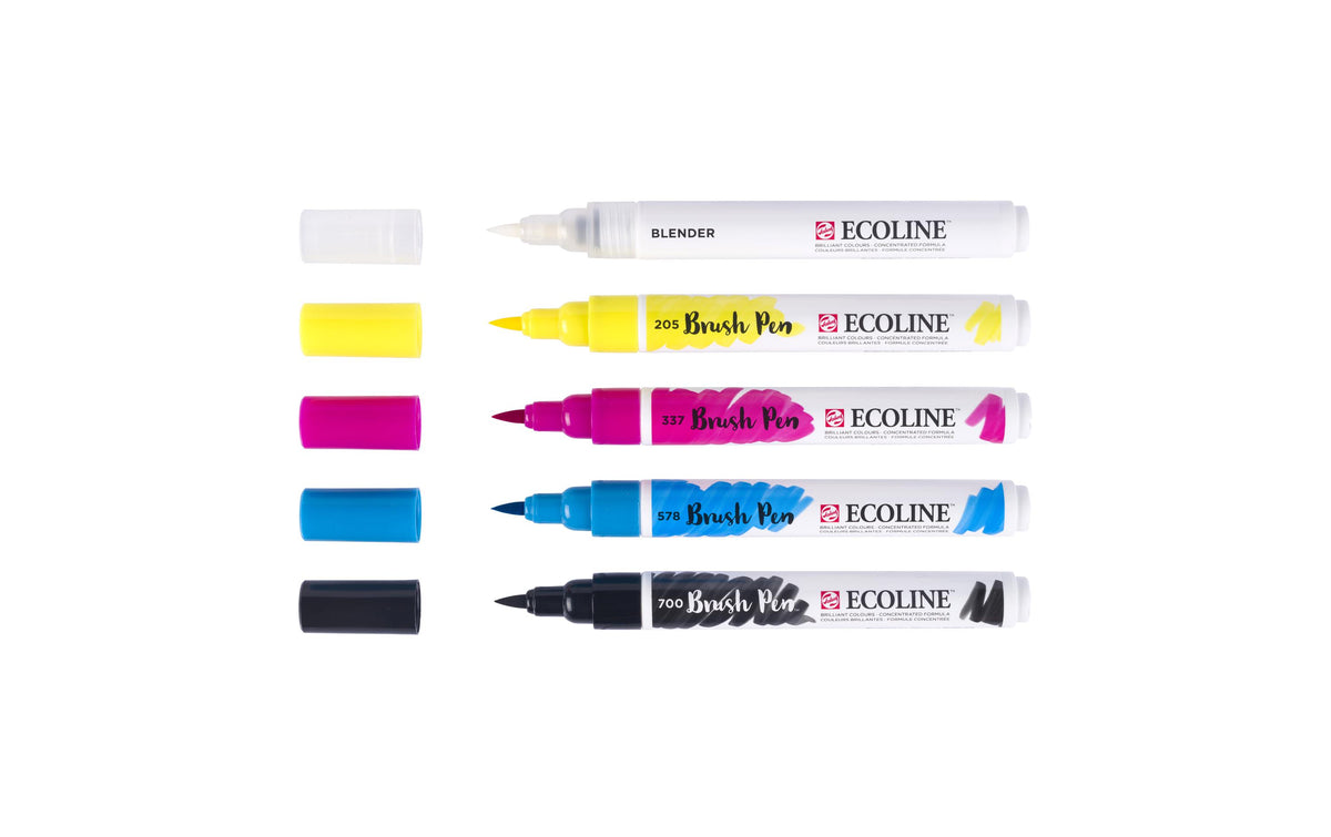 Talens Ecoline Brush Pen – Pinselspitze, wasserbasiert, 5 Farben