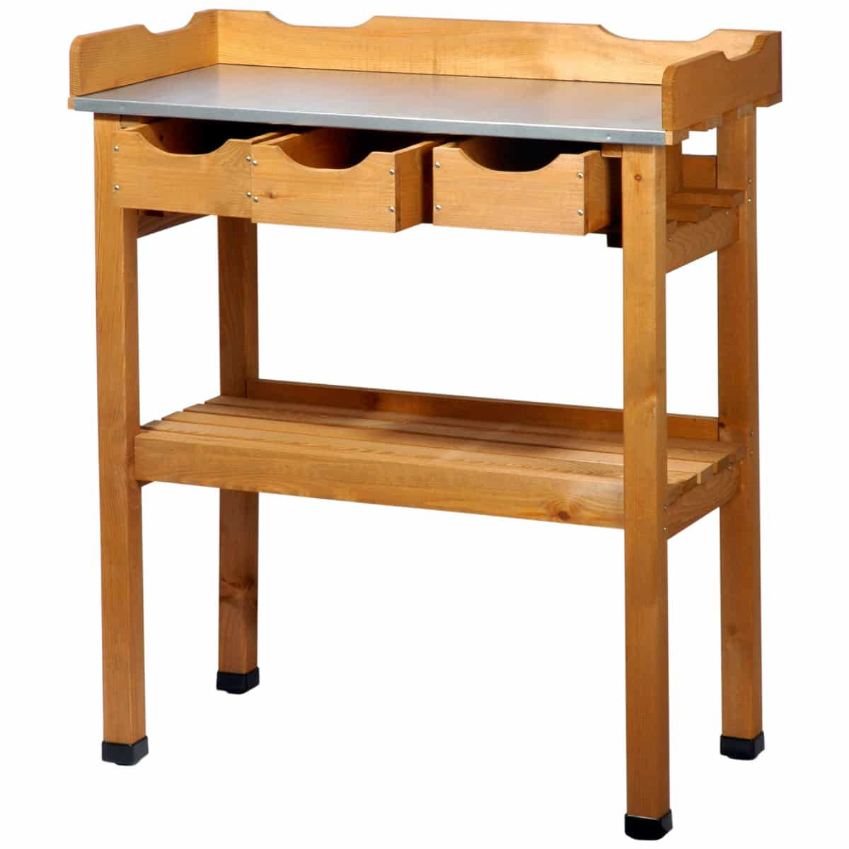 Dobar Pflanztisch – mit 3 Schubladen, 80 × 40 × 90 cm – Kiefernholz, Braun