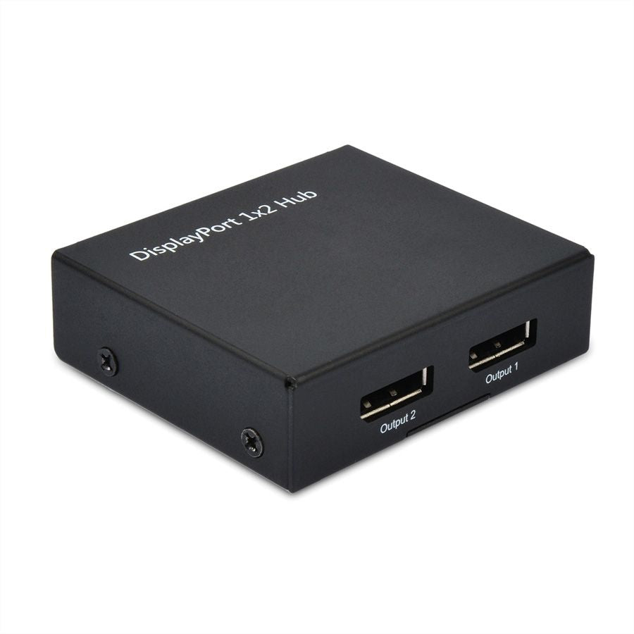 VALUE DisplayPort-Splitter, 1× DP Ein / 2× DP Aus, 4K@30 Hz, HDCP 1.3, Schwarz