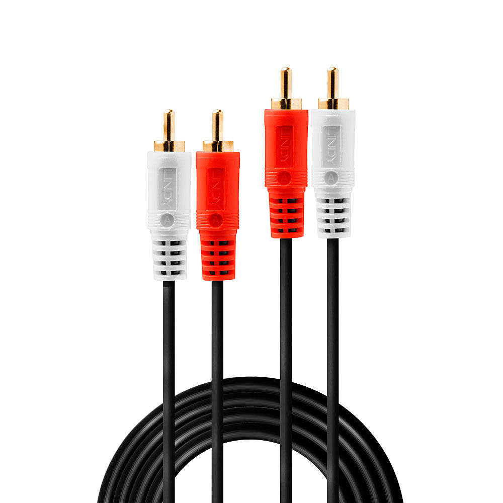 Lindy Audiokabel 2×RCA (Stecker) auf 2×RCA (Stecker) – 5 m, vergoldete Kontakte