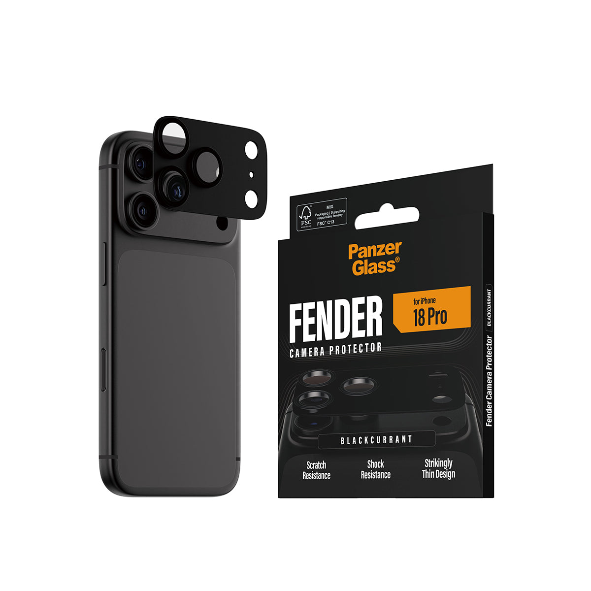 PanzerGlass Kameralinsenschutz – für iPhone 18 Pro – Violett, Silikon