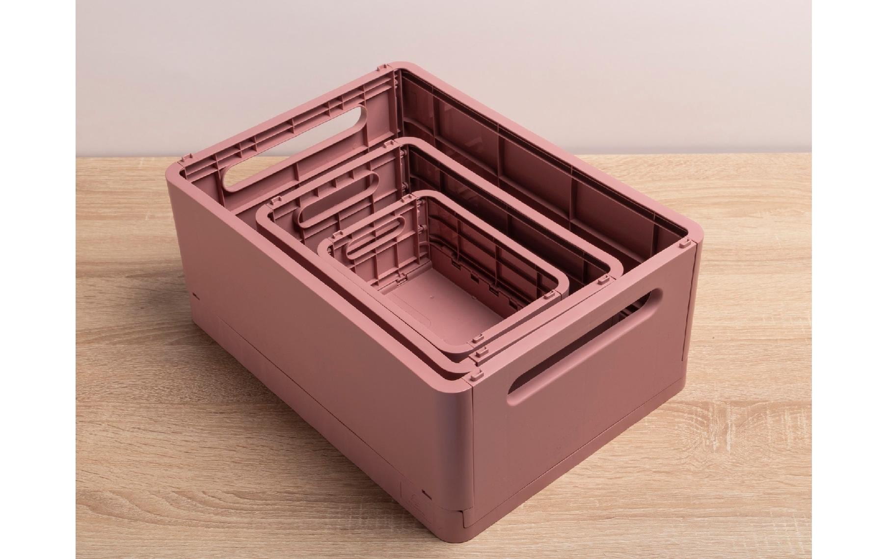 Exacompta Skandi Aufbewahrungsbox A4+ – klappbar, stapelbar, 375 × 40 × 275 mm, altrosa, Kunststoff (recycelt)