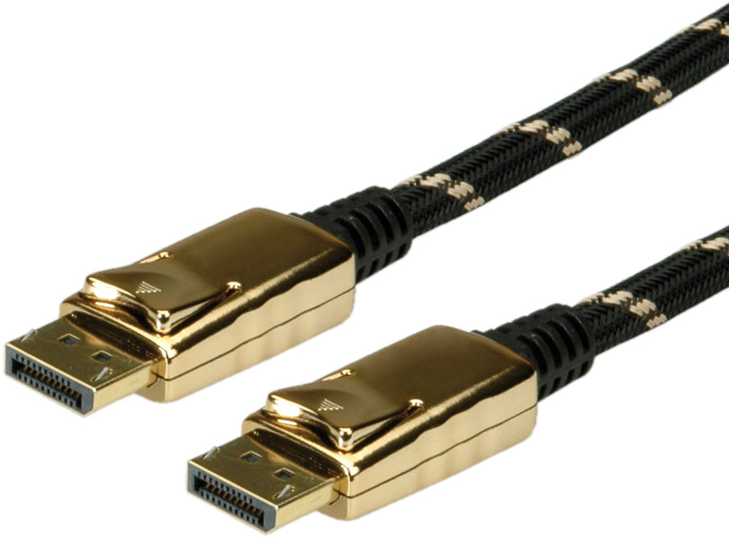 ROLINE DisplayPort Kabel DP 1.2 4K 60 Hz – 10 m – geflochten – für Geräte mit DisplayPort-Anschluss