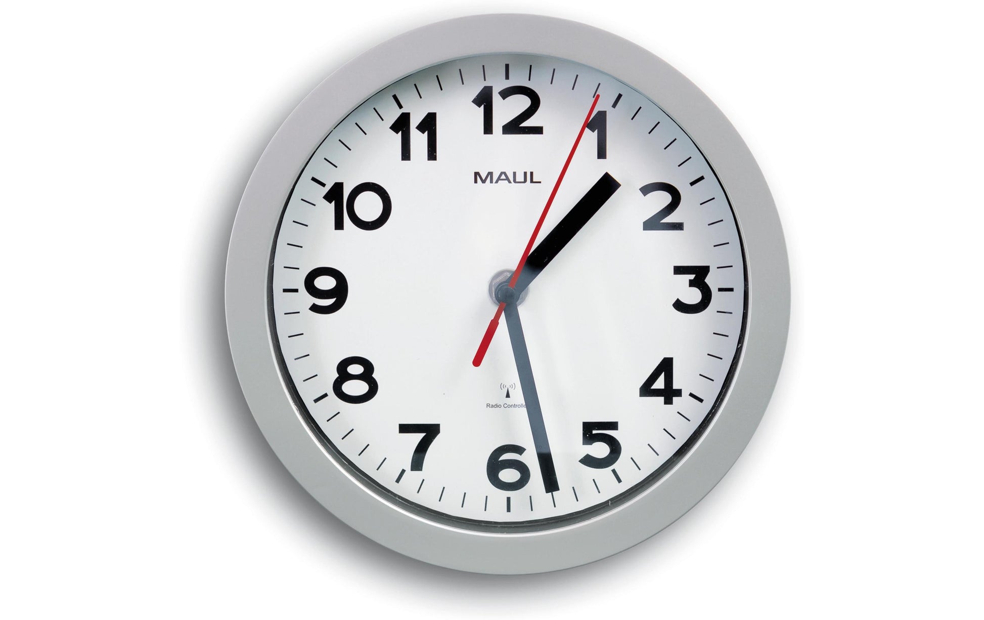 MAUL Wanduhr – Funk, analog, Ø 20 cm, silber, Glas