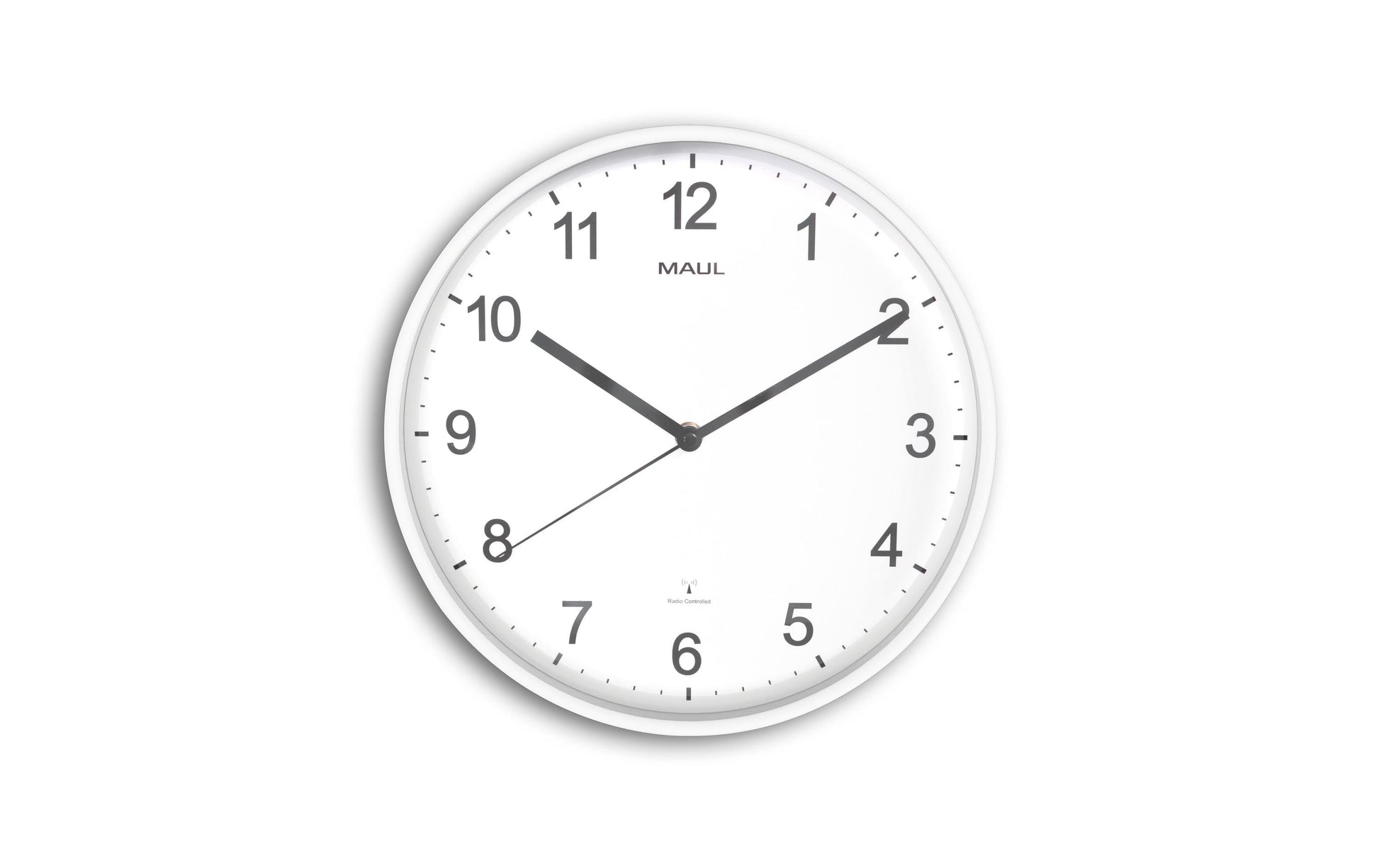 MAUL Wanduhr – Funk, analog, Ø 30 cm, weiss, Kunststoff/Glas